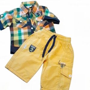 Size 86cm 1 year baby boys playoff shorts shirt outfit NWOT